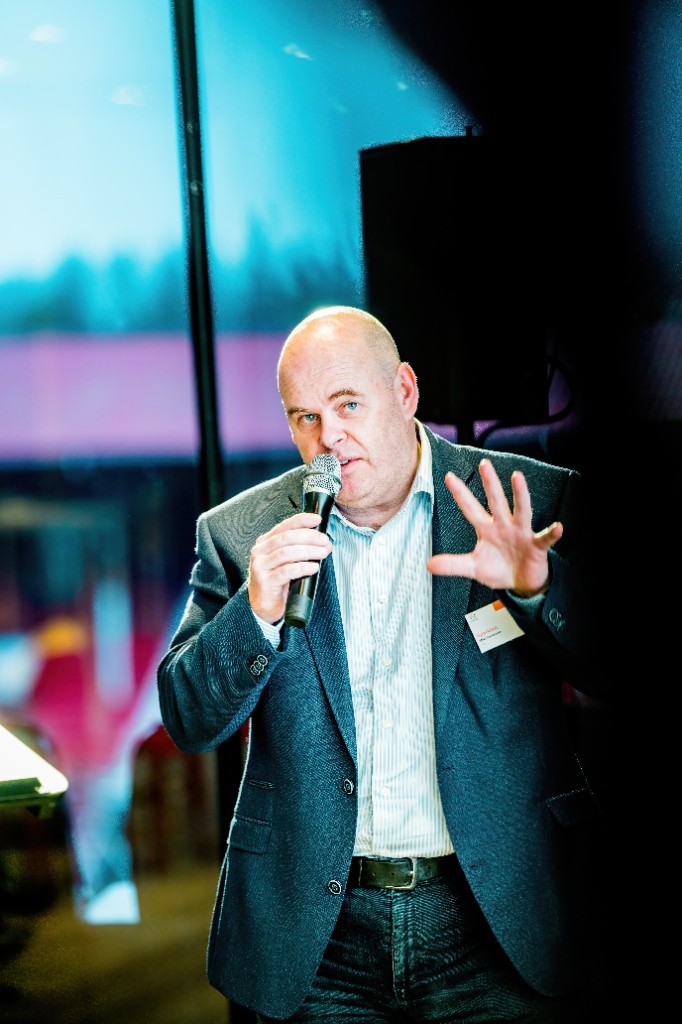 Speaker during an AI presentation